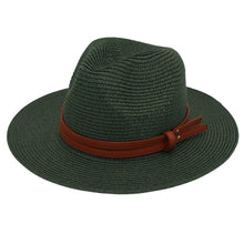 Load image into Gallery viewer, Summer Straw Sun Hat Panama Hats Grass Knitted Gift Hat Breathable Leisure Jazz Hat European American Style Straw Hat Beach Caps