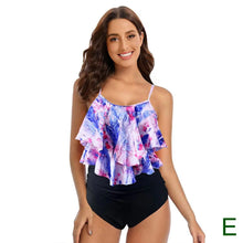 Load image into Gallery viewer, 8 Colors Women Ruffled Tankini Set Padded Top With Adjustable Shoulder Straps Elastic Slim Knitted High Waisted Beachwear 2025