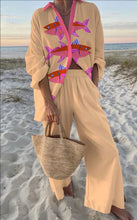 Load image into Gallery viewer, Fashion Print Beach Holiday 2-Piece Set Women Spring Summer Long Sleeve Shirt Top + Wide Legs Women's Oversized Two-Piece Outfit