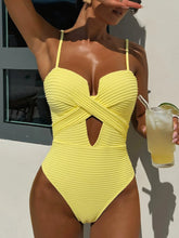 Load image into Gallery viewer, Sexy Yellow Swimwear Women 2026 Hollow Out Cross Slim Tummy Control One Piece Swimsuit Beach Backless Bathing Suit Monokini
