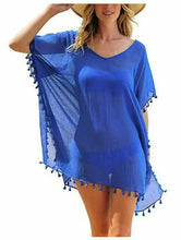 Load image into Gallery viewer, Women Swimsuit Baggy Tunic Tops Bikini Cover-Ups Dress Swim Summer Beach Bathing T-Shirt Women Cotton Blouse Beachwear