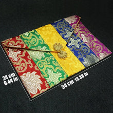 Load image into Gallery viewer, Colorful Buddhist Scripture Storage Bag Organizer Handicrafts Embroidery Satin Button Bag Good Luck Tibetan Home Gift Decorative