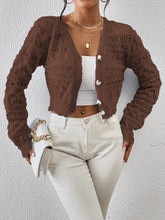 Load image into Gallery viewer, 2026 New Autumn Women V-neck Knitwears Long Sleeve Knitted Sweaters Hollow Out Embroidery Single Breasted Short Cardigans Tops