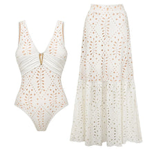 Load image into Gallery viewer, 2Pcs Printed Swimsuit Women Sexy Swimwear New Bikini With Long Skirt Female Biquini Push Up Swim Suit Bodysuit Beachwear CoverUp