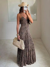 Load image into Gallery viewer, Ladies Sexy Summer Dress Women Vintage Leopard Print Sling Dress Party Suspender Sleeveless Backless Slimming Maxi Dress Female
