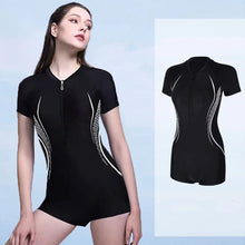 Load image into Gallery viewer, Women One Piece WaterProof Athletic Sun Protection Beach SwimWear Short Sleeve Quick-Drying Bathing Surfing SwimSuit