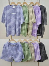 Load image into Gallery viewer, Women T-Shirt Shorts Suit Set Casual Tie Dye Loose tshirt and wide leg middle shorts with pockets female Soft Summer Shorts Sets