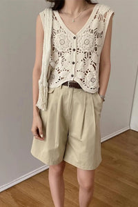 Sheer Crochet Top Embroidery Lace Blouse Cardigan Sleeveless Open-knit Crop Tops for Women Spring Summer Boho Vacation Outfit