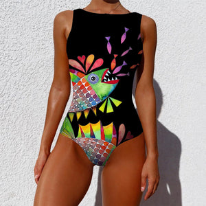 Striped Women One Piece Swimsuit High Quality Swimwear Printed Push Up Monokini Summer Bathing Suit Tropical Bodysuit Female