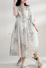 Load image into Gallery viewer, Summer Dress Women 2025 Long Print Elegant Clothing Vintage Elastic Waist Korean Beach Style V-Neck Fashion Robe Ropa De Mujer