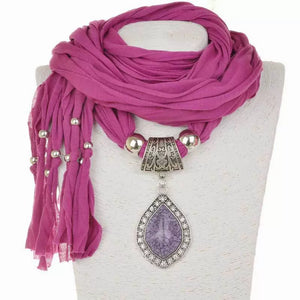 Alloy Jewelry Scarf, Pendant Scarf, Polyester Sweat Cloth 180x40 Women's Autumn and Winter Scarf