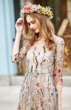 Load image into Gallery viewer, Seaside Holiday Beach Vintage Embroidered Mesh Dress