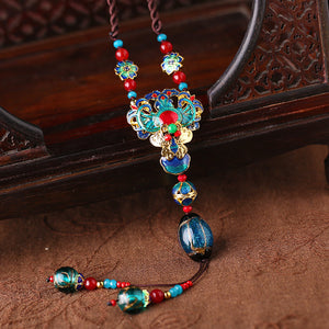 Ethnic Style Sweater Chain, Long Hanging Ornament, Clothing Pendant, Accessories, Cloisonne Chain