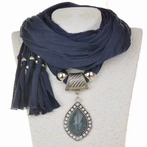 Alloy Jewelry Scarf, Pendant Scarf, Polyester Sweat Cloth 180x40 Women's Autumn and Winter Scarf