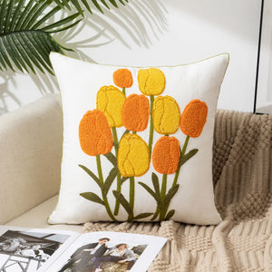 Throw Pillow Cover Decorative Cushion Cover Pastoral Style Home Living Room Sofa  Pillow Cover Embroidered Flower Pillow Cover