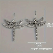 Load image into Gallery viewer, Vintage Dragonfly Design Carved Pattern Dangle Earrings Retro Bohemian Style Silver Color Jewelry Trendy Female Ear Ornaments