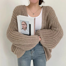 Load image into Gallery viewer, Vintage Harajuku Lantern Sleeve Women Cardigan Sweater Casual Korean Fall Streetwear Tops Coat Chic Lazy Wind Y2k Sweater