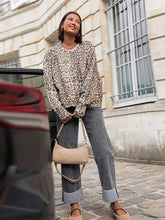 Load image into Gallery viewer, Vintage Leopard Print Single Breasted Women&#39;s Cardigan Fashion O Neck Long Sleeved Short Cardigans 2024 Casual Lady Streetwear