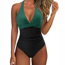 Load image into Gallery viewer, Women One Piece Set Swimsuit Print  Backless Puch Up Solid Sexy Women&#39;s Swimwear Bandage Ruched Female Bathing Suit Beachwear