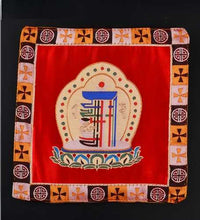 Load image into Gallery viewer, Tibetan Style Cloth Mat Embroidered with Eight Auspicious Crosses, Diamond Pestle, Bell Pestle, Tablecloth