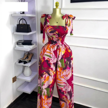 Load image into Gallery viewer, Tropical Leaf Print Sleeveless Beach Jumpsuit