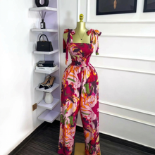 Load image into Gallery viewer, Tropical Leaf Print Sleeveless Beach Jumpsuit