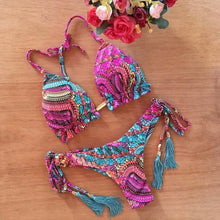 Load image into Gallery viewer, Floral Print High Waist Bohemian Bikini Set