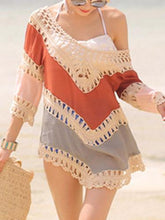 Load image into Gallery viewer, Beach Vacation Hollow 3/4 Sleeve Mask Cover-ups