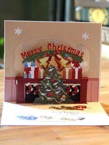 3pcs/lot 3d Paper Christmas Cards Navidad Postcards Folding Merry Christmas Card Decoration Natal New Year Gifts Noel Ornaments Xmas
