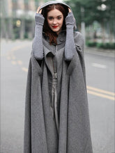 Load image into Gallery viewer, Three Colors Hooded Cloak Trench Cape Outwear