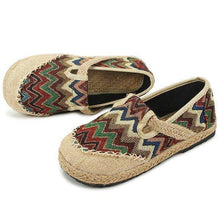Load image into Gallery viewer, Vintage Pattern Colorful Stripe Flax National Wind Retro Slip On Flat Shoes