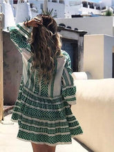 Load image into Gallery viewer, Boho Printed Tribal Bell Sleeve Dresses