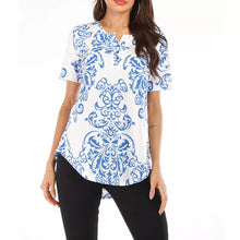 Load image into Gallery viewer, Spring and Summer New Button Collar Pleated Short Sleeve T Shirt