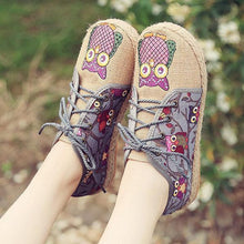 Load image into Gallery viewer, Pattern Owl Cute Colorful Cloth Lace Up Shoes