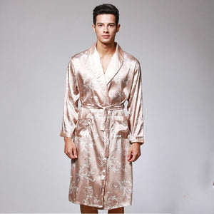 Silk summer men's nightgown bathrobe