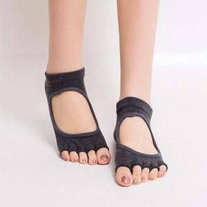 10 Colors Women Yoga Backless Five Toe Anti-Slip Ankle Grip Socks Dots Pilates Fitness Gym Socks Ladies Sports Socks
