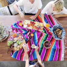 Load image into Gallery viewer, Mexican style party tablecloth table flag tassel woven tablecloth