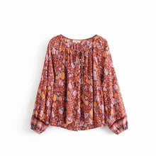 Load image into Gallery viewer, Spring New Bohemian Vintage Lace Print Cutout Long Sleeve Shirt Top