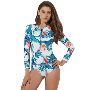 Sexy Conjoined Female Swimsuit Long Sleeve Slim Surf Diving Suit Bikini Swimsuit
