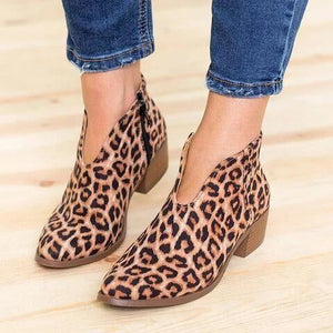 Nude Boots Deep V Sexy Short Boots Casual Comfortable Zipper Shoes Women's Boots