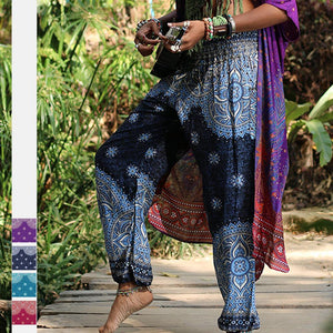 Floral ethnic loose sports and leisure lantern yoga pants