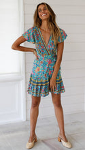 Load image into Gallery viewer, Spring Bohemian Beach Deep V-Neck Large Hem Print Dress