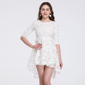 Temperament Waist Skirt Seven-piece Sleeve Slender Lace Dress