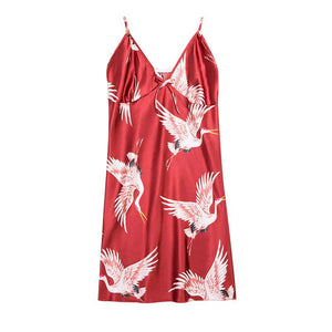 Pajamas silk pajamas women's summer crane sexy suspender nightdress home clothes