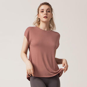 Split beautiful back yoga clothes women's loose quick-drying running short-sleeved blouse women's fitness blouse