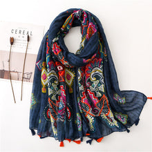 Load image into Gallery viewer, New spring and summer fashion street shooting long handmade tassel scarf Tibetan beach travel sunscreen shawl