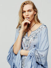 Load image into Gallery viewer, 4 Color Embroidery tassel V-neck cotton embroidery sleeves shirt jacket