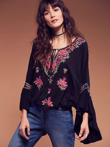 4 Color Embroidery tassel V-neck cotton embroidery sleeves shirt jacket