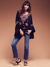 Load image into Gallery viewer, 4 Color Embroidery tassel V-neck cotton embroidery sleeves shirt jacket