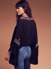 Load image into Gallery viewer, 4 Color Embroidery tassel V-neck cotton embroidery sleeves shirt jacket